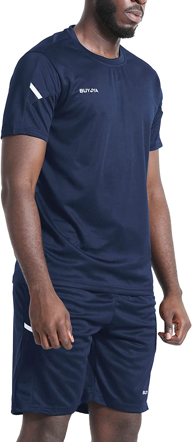 BUYJYA Men's Workout Clothes Athletic Shorts Shirt Set 3 Pack for Basketball Football Exercise Training Running Gym - Image 6